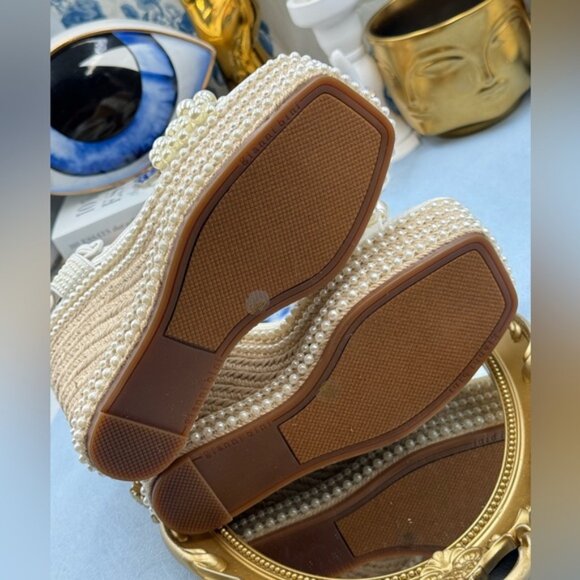 🆕 GIANNI BINI 🧿 NWOB Savanna Pearl Ornamented Platform Wedge Sandals, Sz 6.5 - Picture 16 of 16